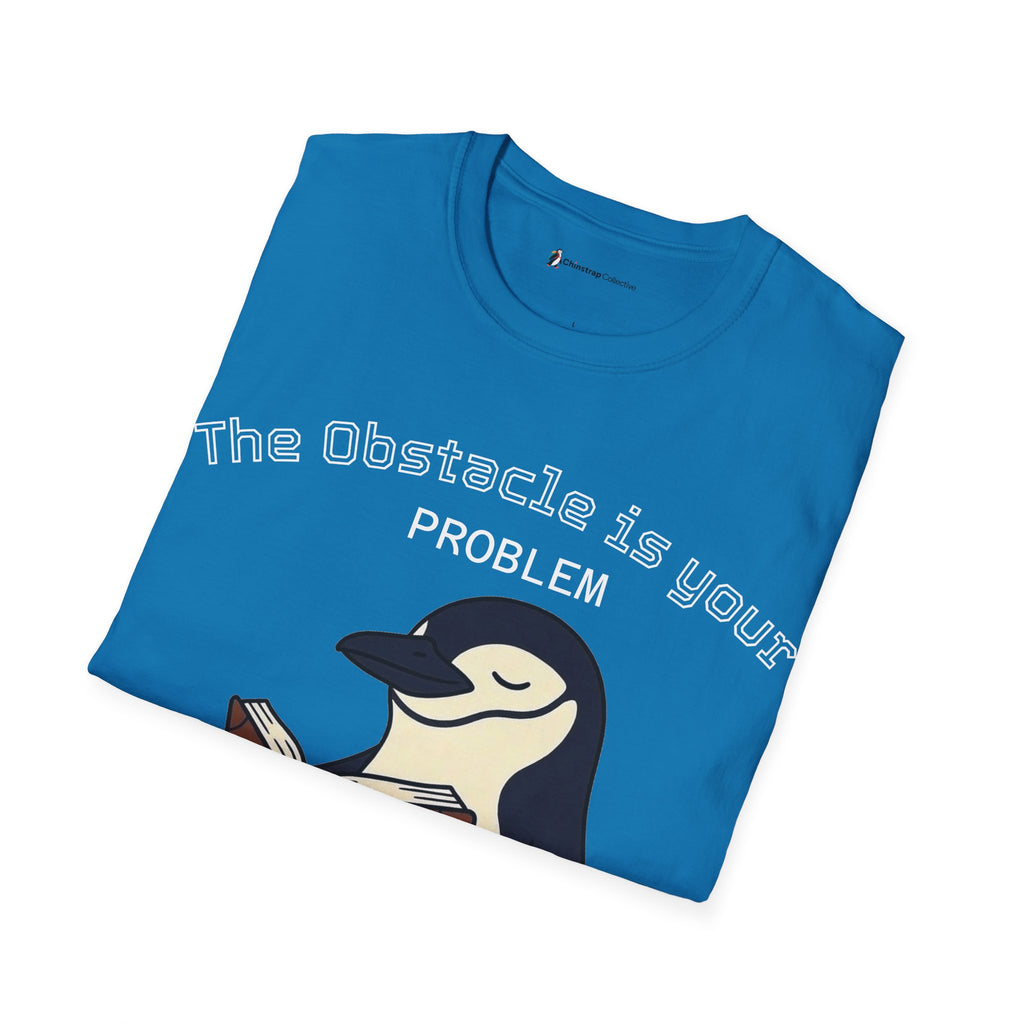The Penguin Wisdom T-shirt in Sapphire, folded