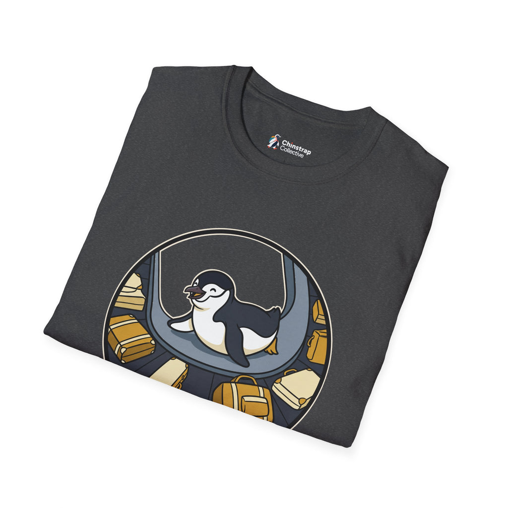 The Priority Belly Slide T-shirt in Dark Heather, folded