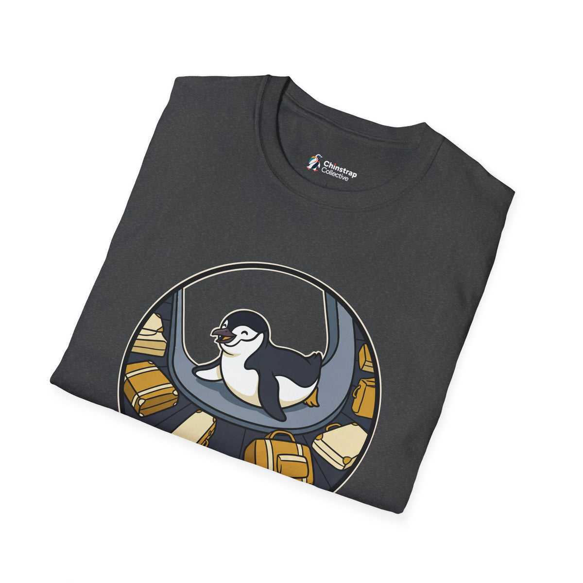 The Priority Belly Slide T-shirt in Dark Heather, folded