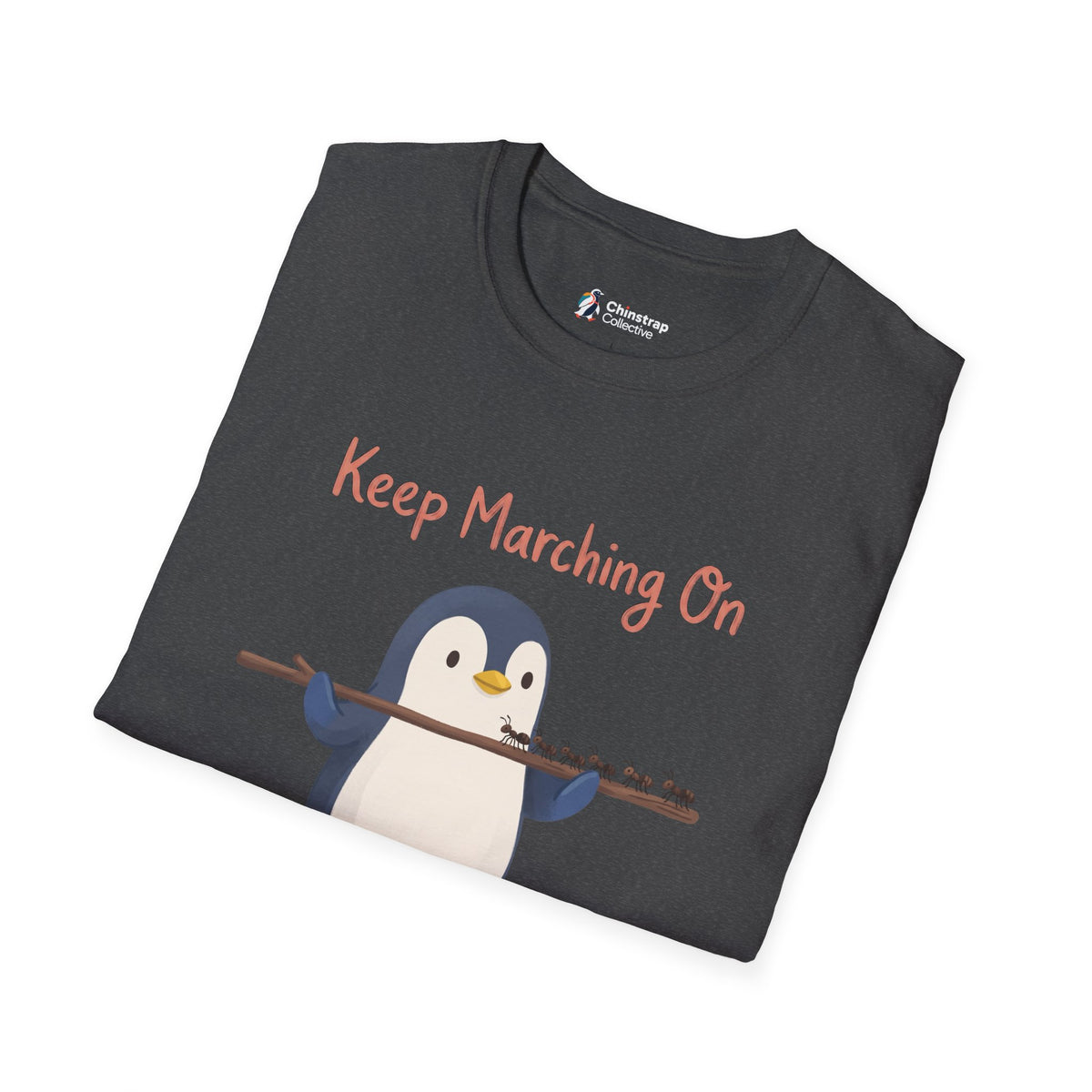 The Keep Marching On T-shirt in Dark Heather, folded