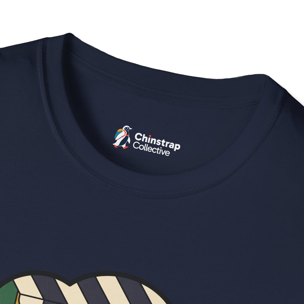 The Chinstrap Collective neck label on the The Usual T-shirt in Navy