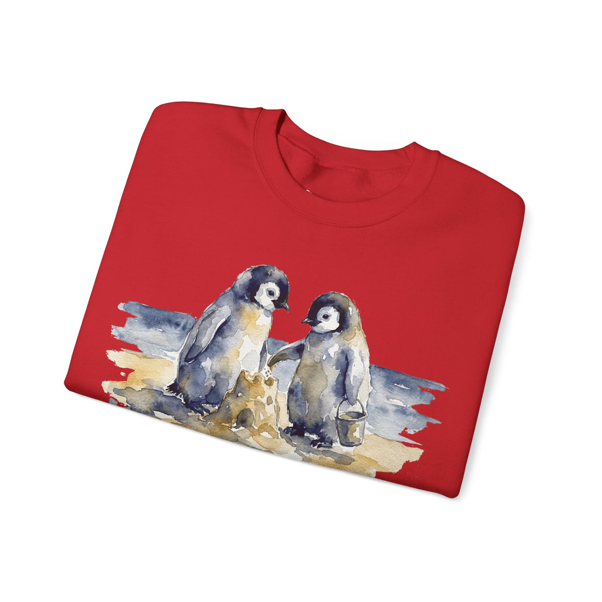 The Sandcastle Penguin Chicks sweatshirt in Red, folded