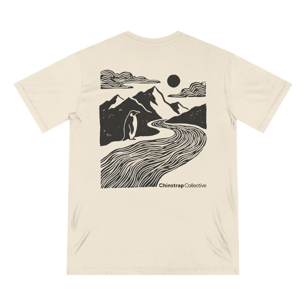The back of the Penguin Mountain River T-shirt in Natural