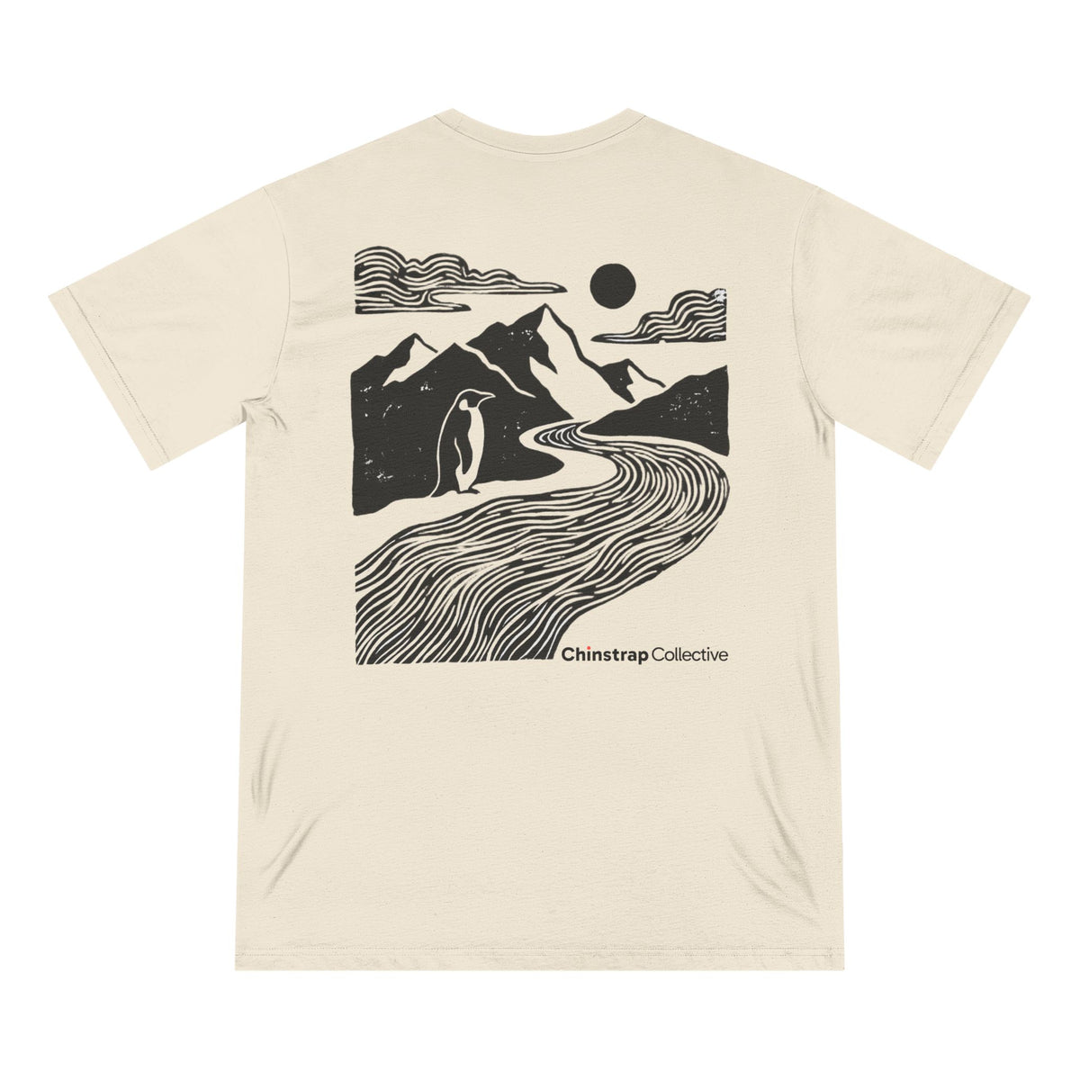 The back of the Penguin Mountain River T-shirt in Natural
