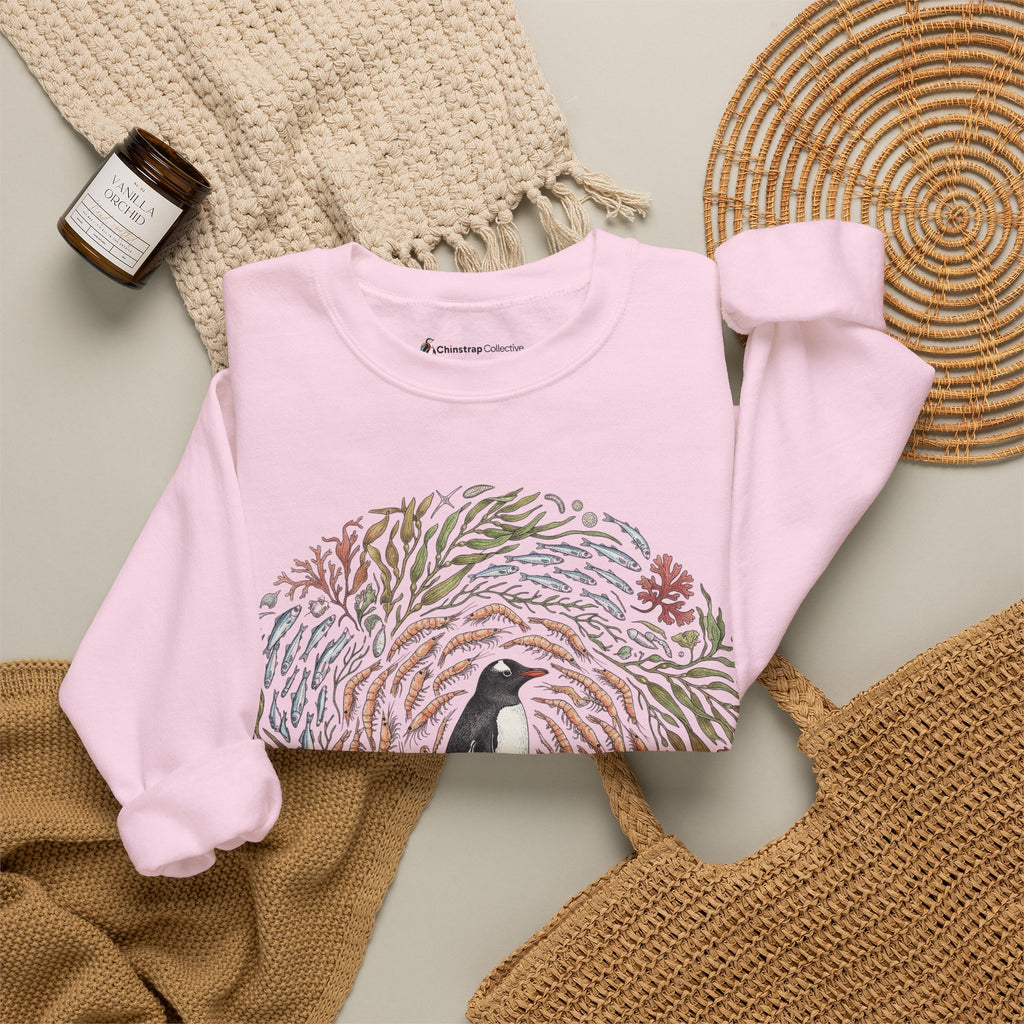Penguin Wreath Sweatshirt, Ink and Watercolour Style, Cotton Blend