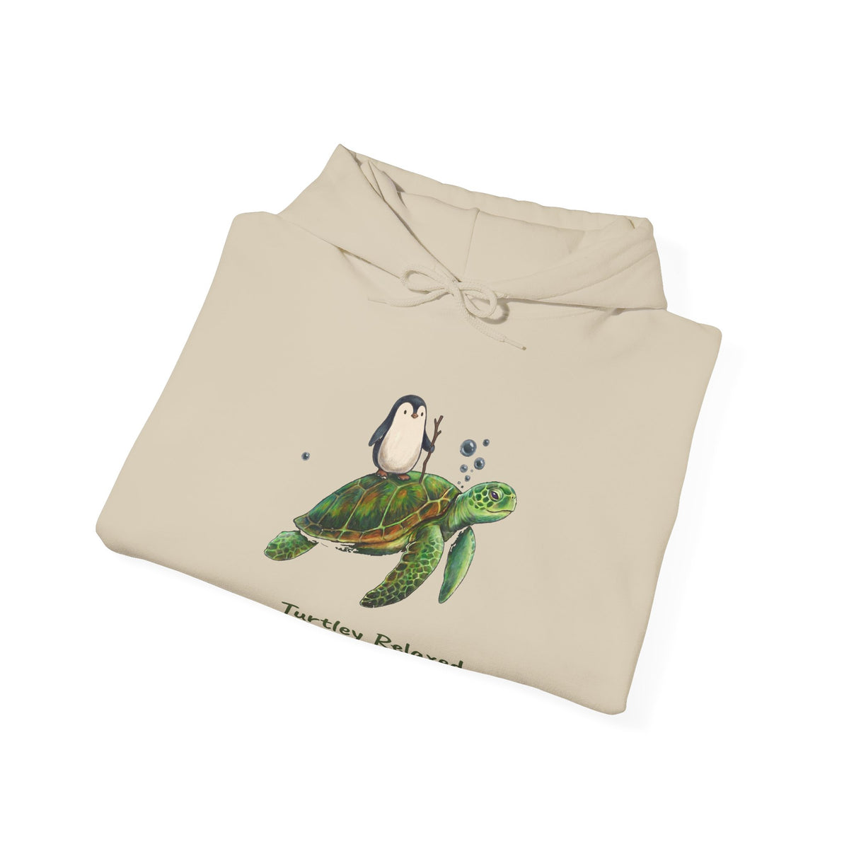 The Turtley Relaxed hoodie in Sand, folded
