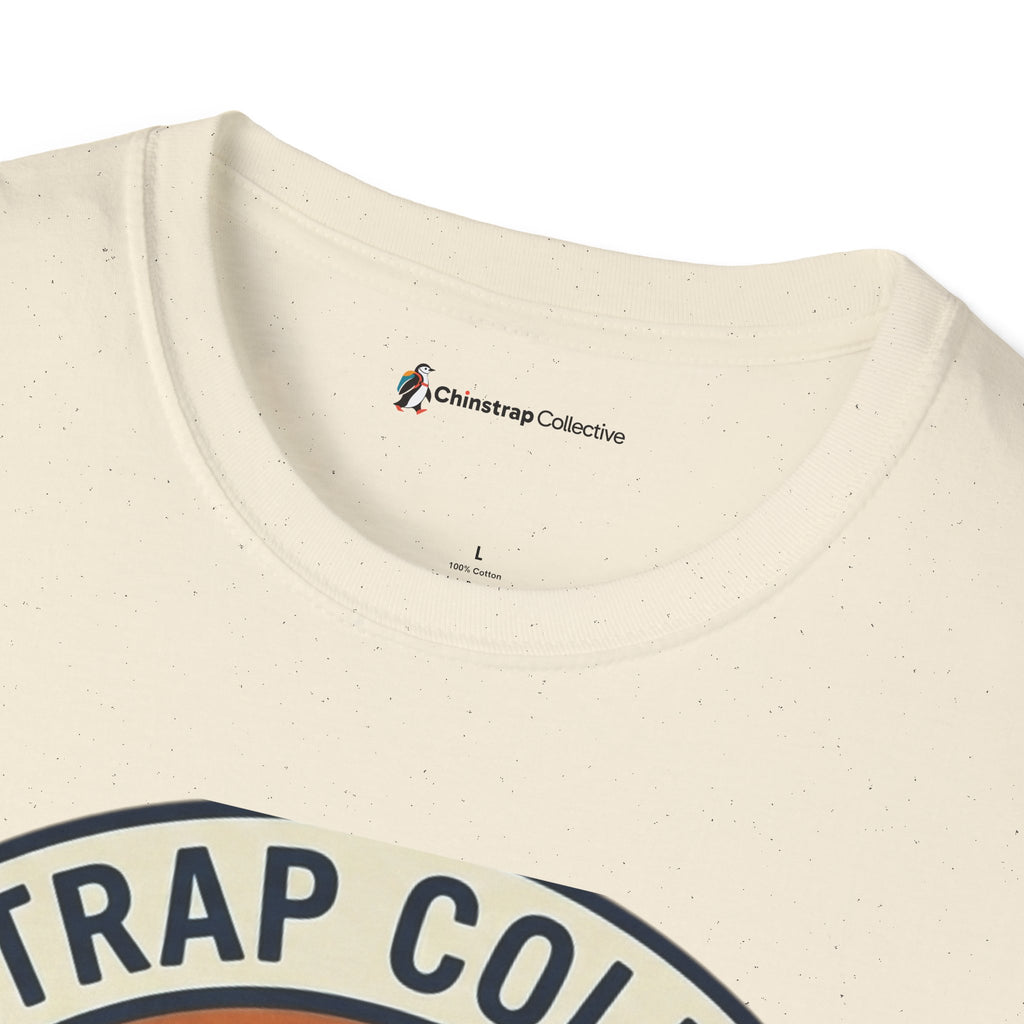 The Chinstrap Collective neck label on the Penguin Patch T-shirt in Natural