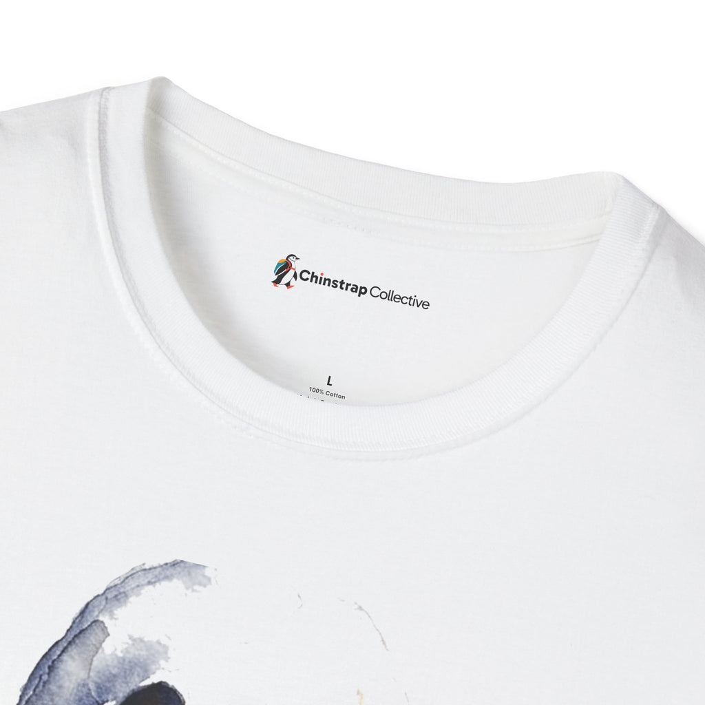 The Chinstrap Collective neck label on the Penguin Ghost Costume T-shirt in White