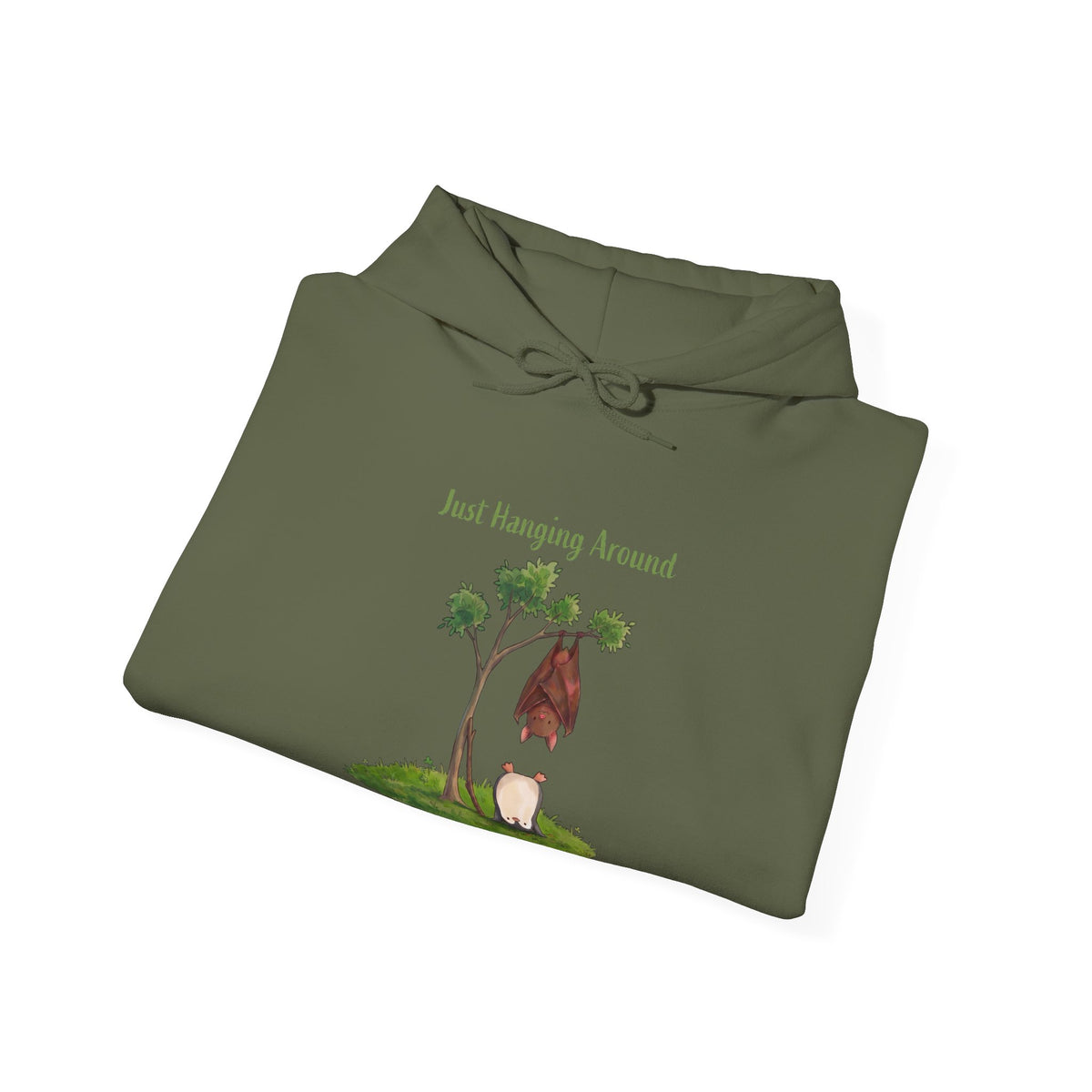 The Just Hanging Around hoodie in Military Green, folded