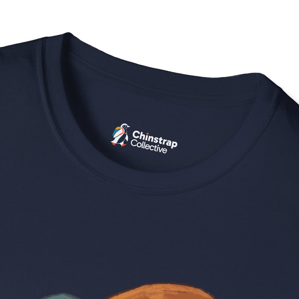 The Chinstrap Collective neck label on the Take It Slow T-shirt in Navy
