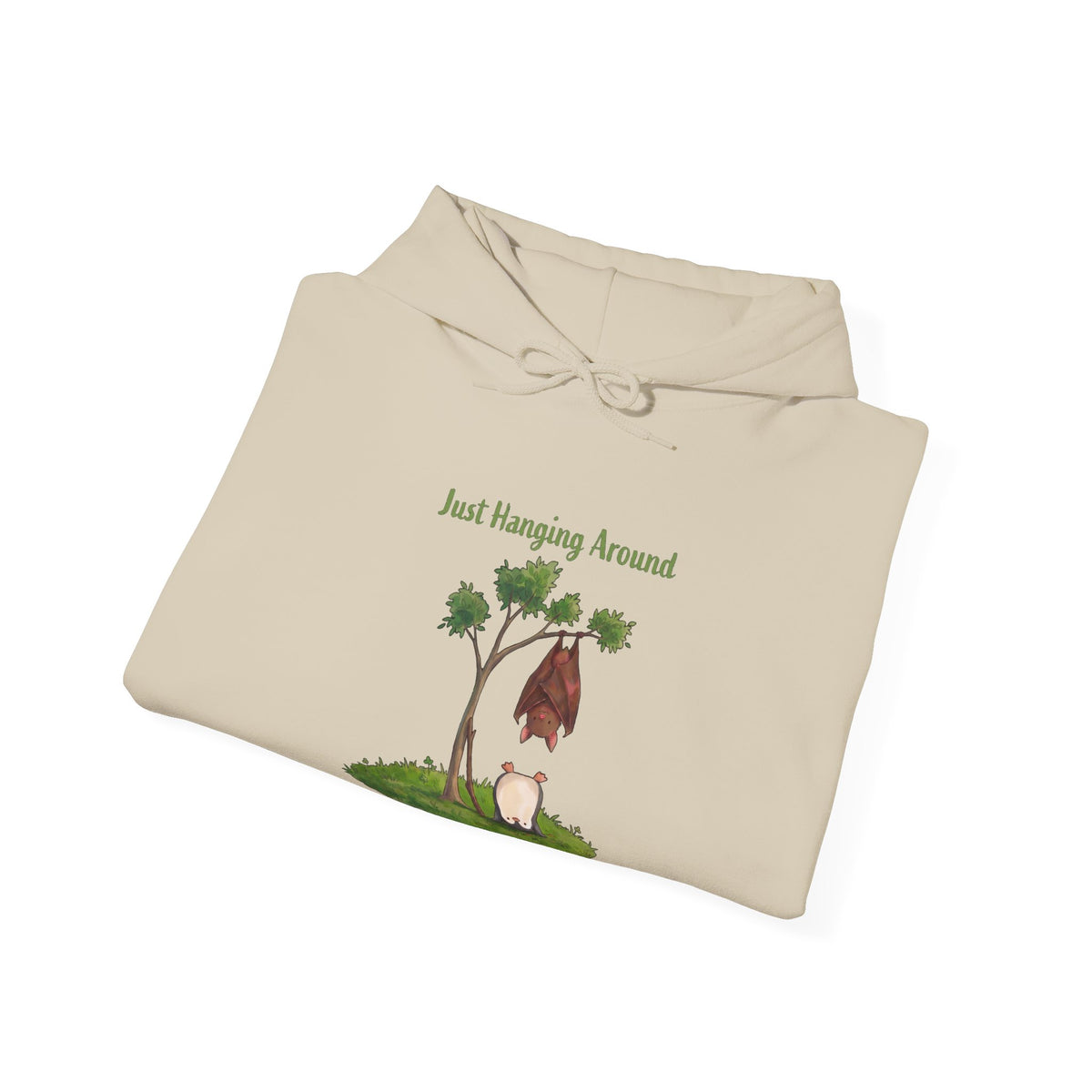 The Just Hanging Around hoodie in Sand, folded