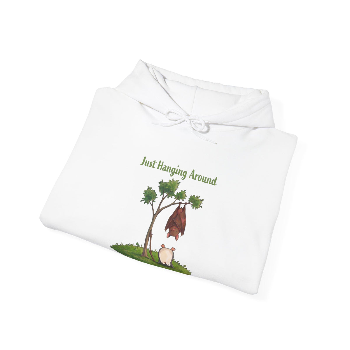 The Just Hanging Around hoodie in White, folded