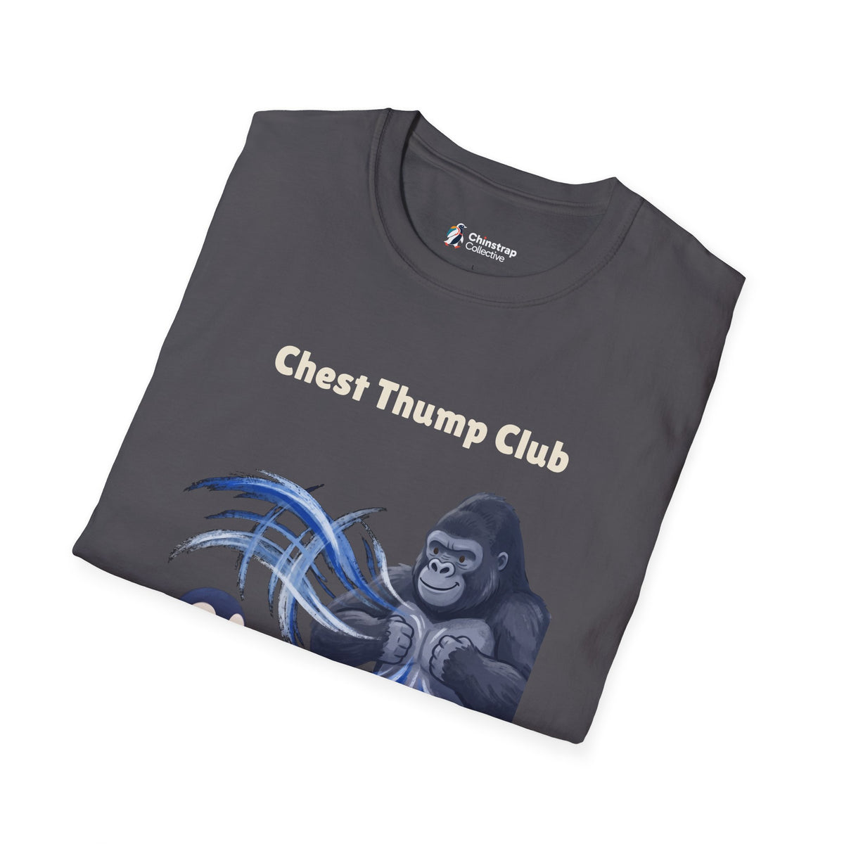 The Chest Thump Club T-shirt in Charcoal, folded