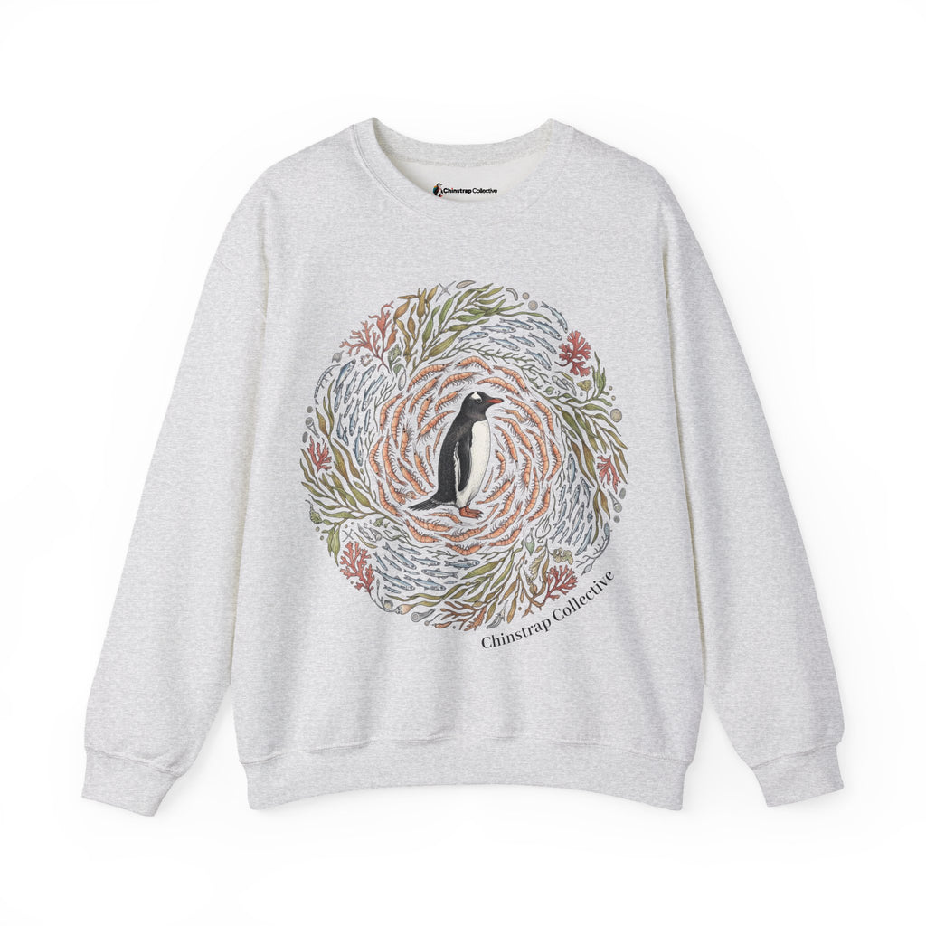 Penguin Wreath Sweatshirt, Ink and Watercolour Style, Cotton Blend