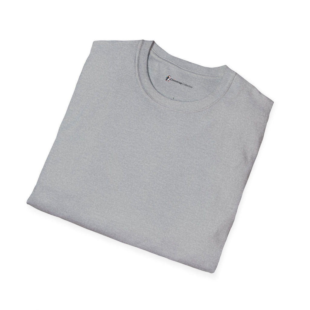 Penguin Mountain River T-Shirt, Linocut Style, Lightweight Fabric