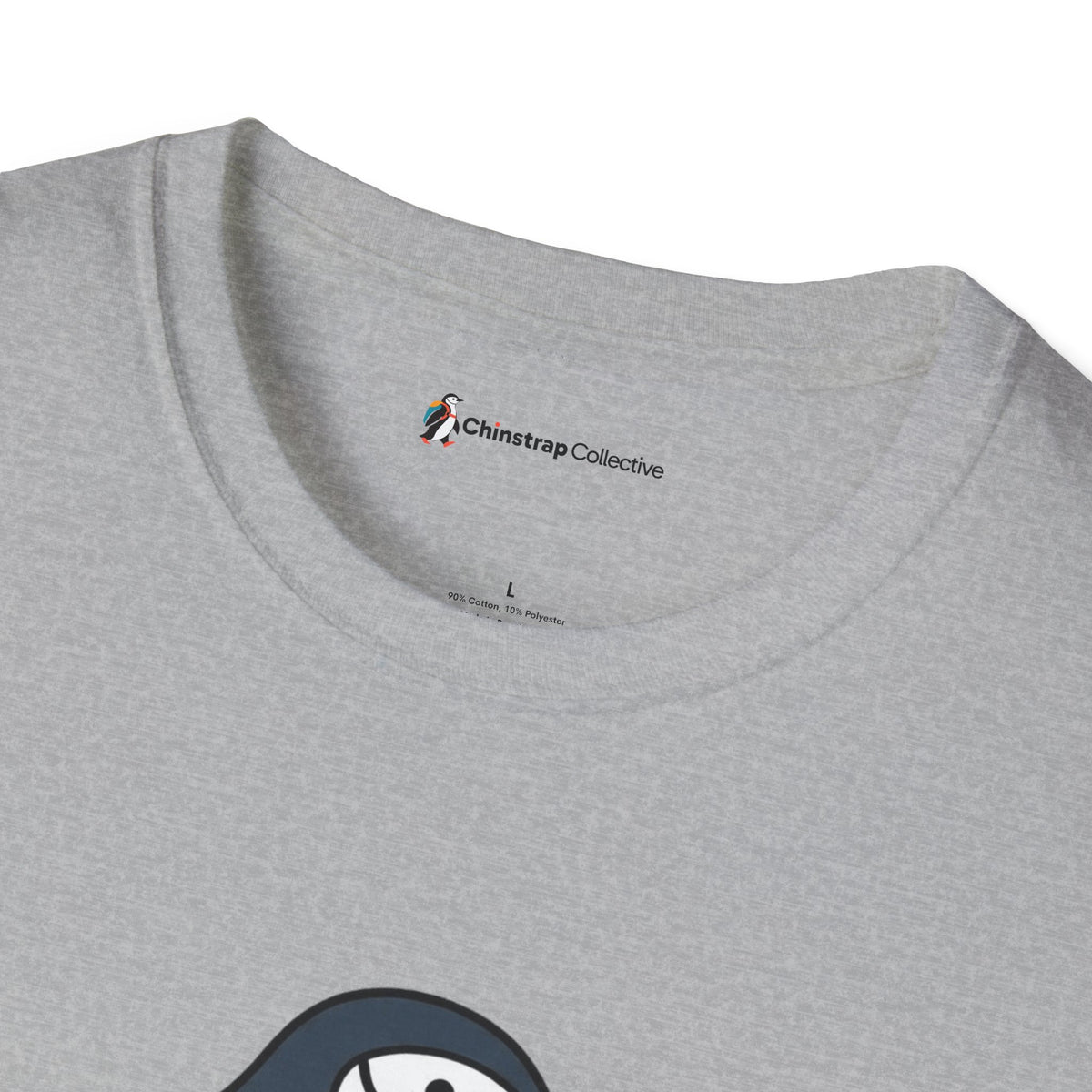 The Chinstrap Collective neck label on the Ultimate Disc Chinstrap T-shirt in Sport Grey