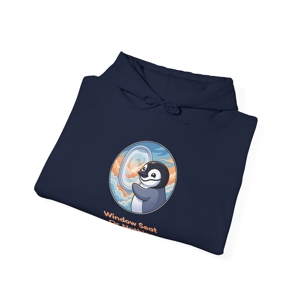 The Window Seat hoodie in Navy, folded