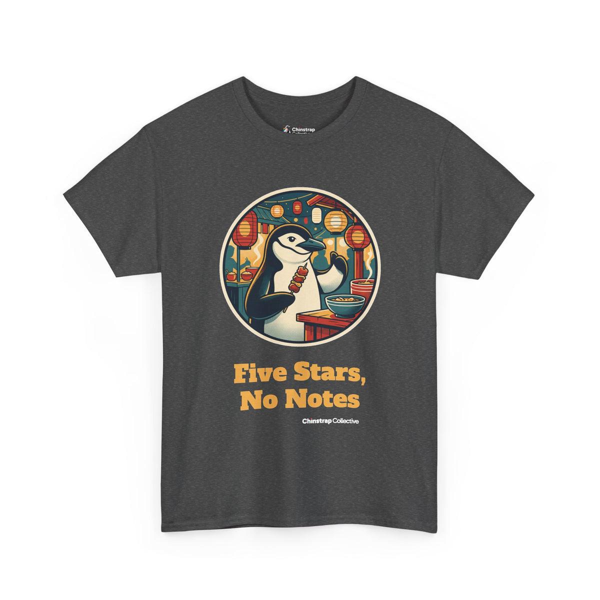 Night Market Critic penguin T-shirt in Dark Heather