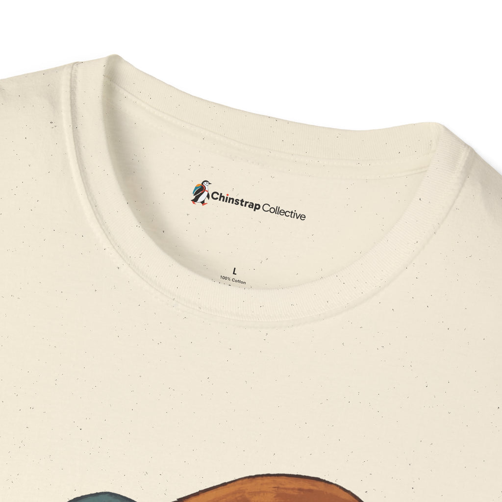 The Chinstrap Collective neck label on the Take It Slow T-shirt in Natural