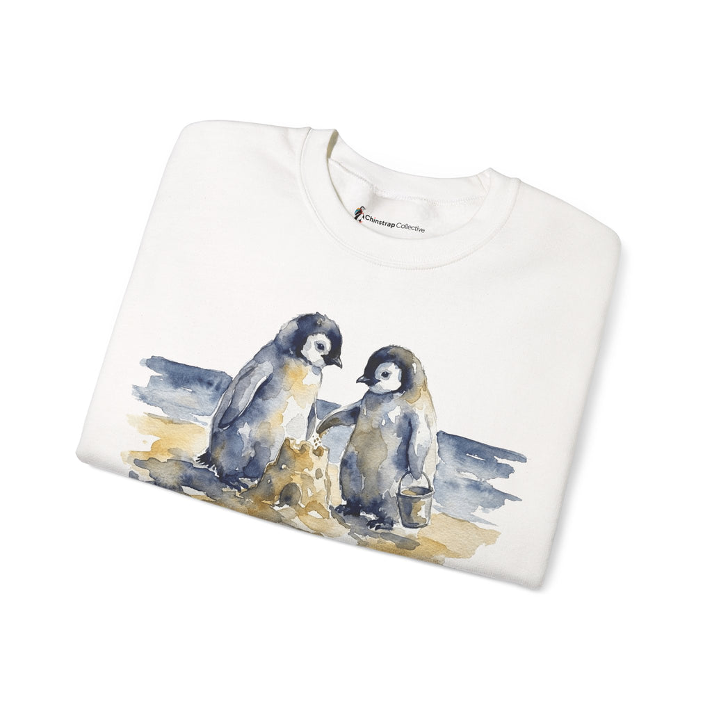 The Sandcastle Penguin Chicks sweatshirt in White, folded