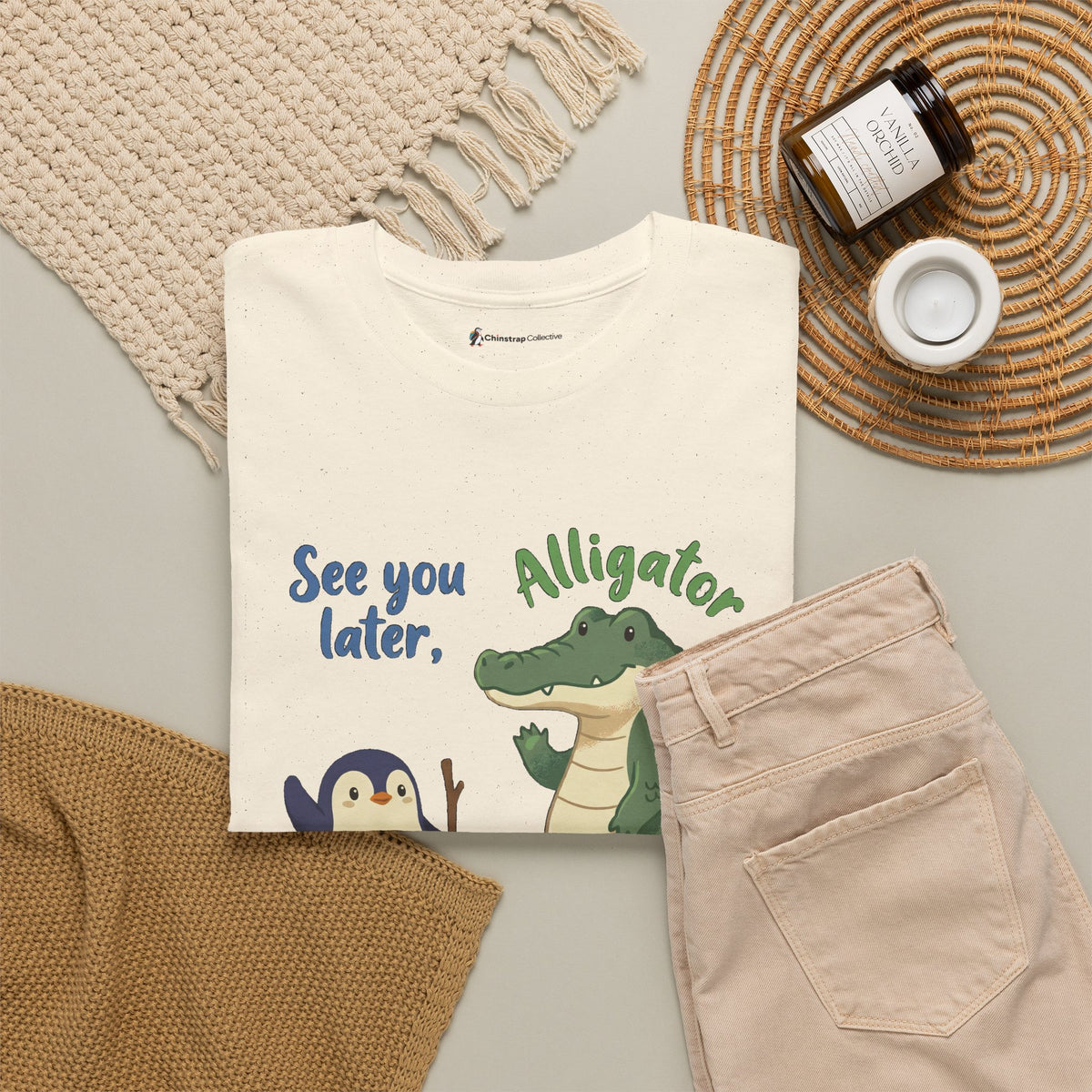 The Later, Gator T-shirt in Natural, folded