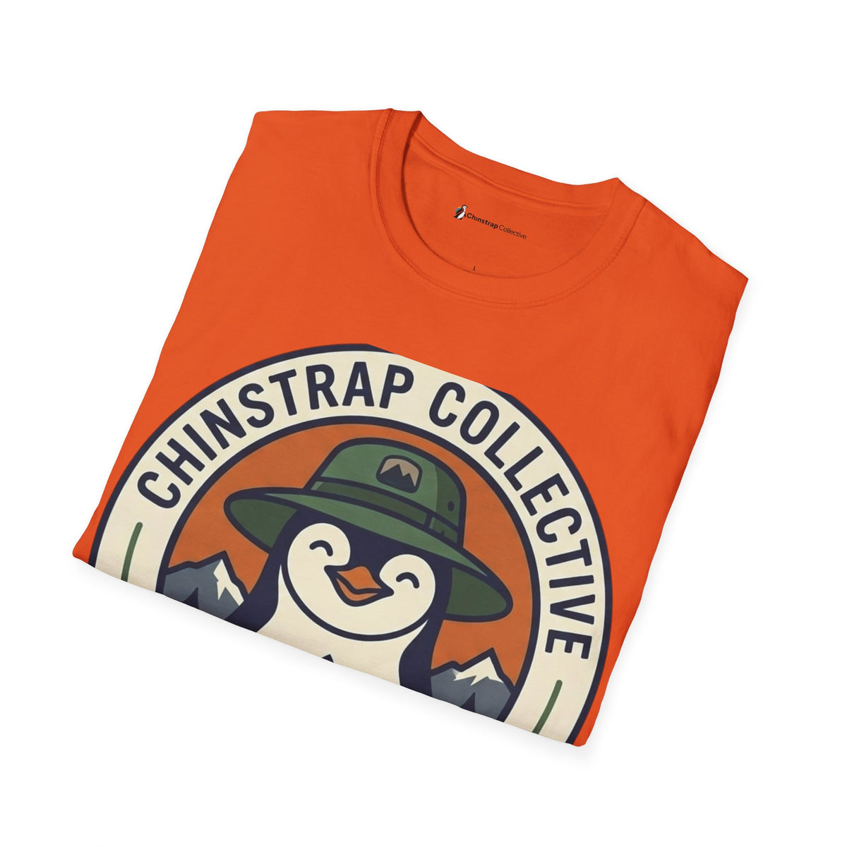 The Penguin Patch T-shirt in Orange, folded