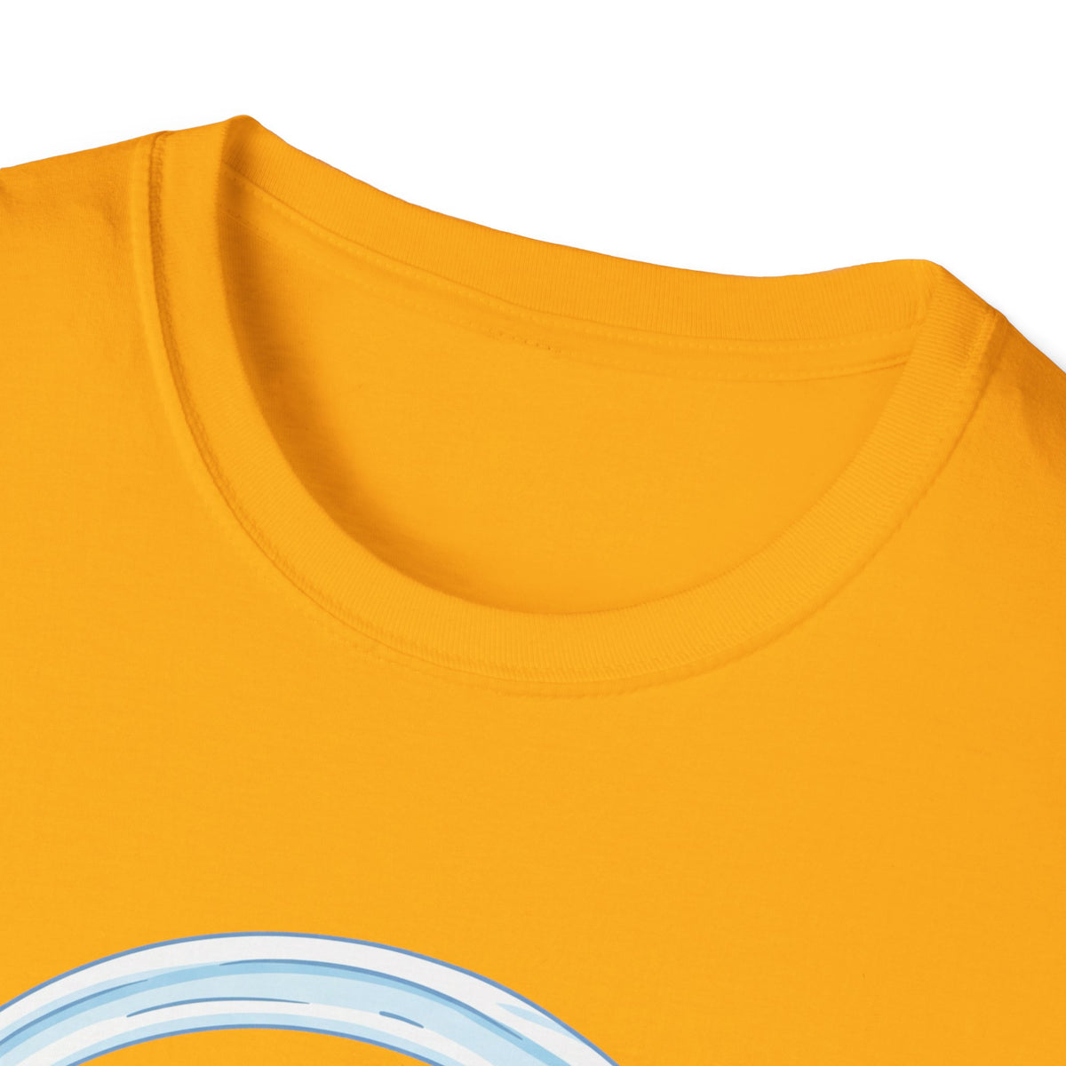 The Chinstrap Collective neck label on the Asymptotically Perfect T-shirt in Gold