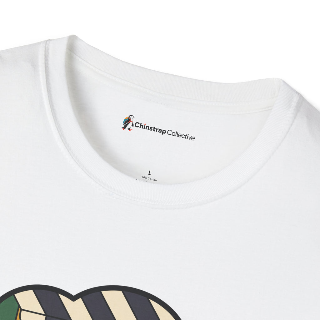The Chinstrap Collective neck label on the The Usual T-shirt in White