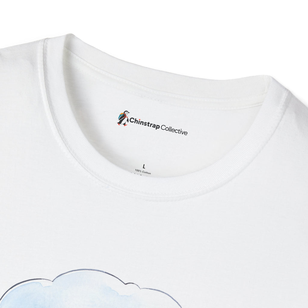 The Chinstrap Collective neck label on the Professional Napper T-shirt in White