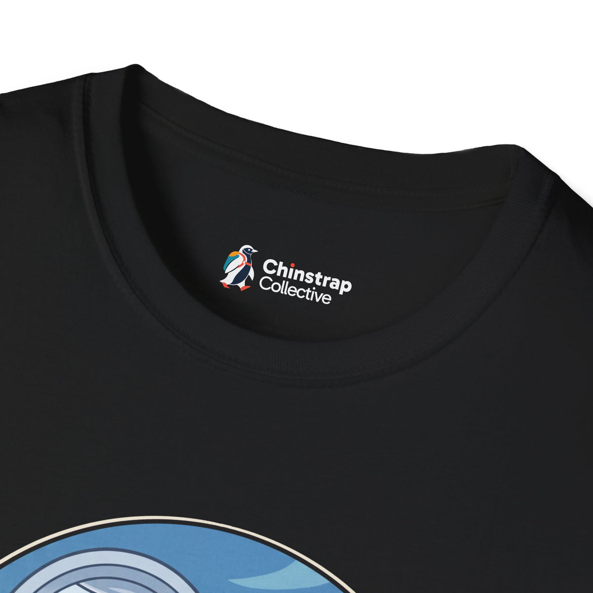 The Chinstrap Collective neck label on the Window Seat T-shirt in Black