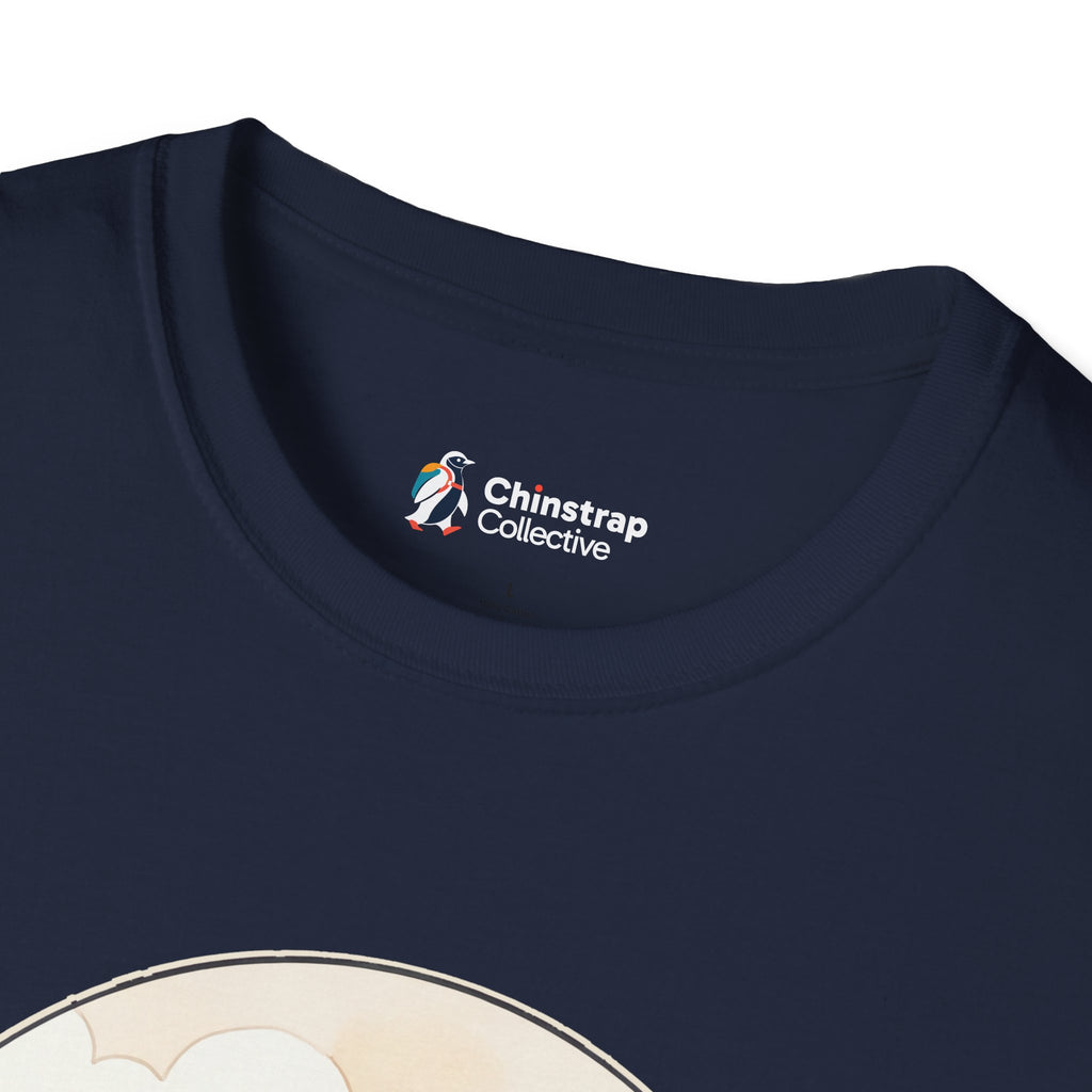 The Chinstrap Collective neck label on the Beak Buddies T-shirt in Navy