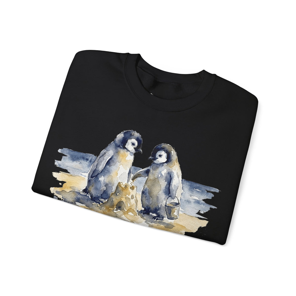 The Sandcastle Penguin Chicks sweatshirt in Black, folded