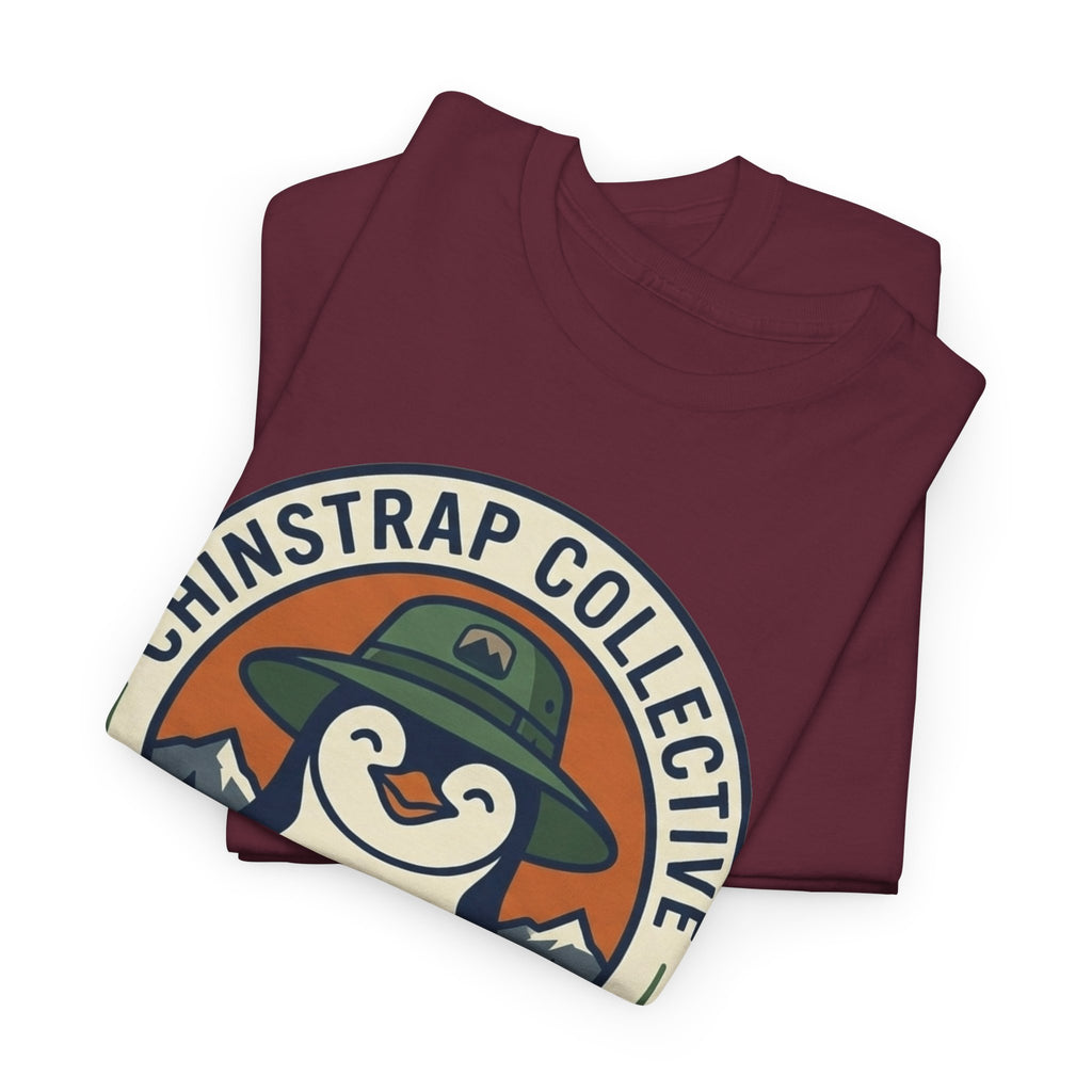 The Penguin Patch T-shirt in Maroon, folded