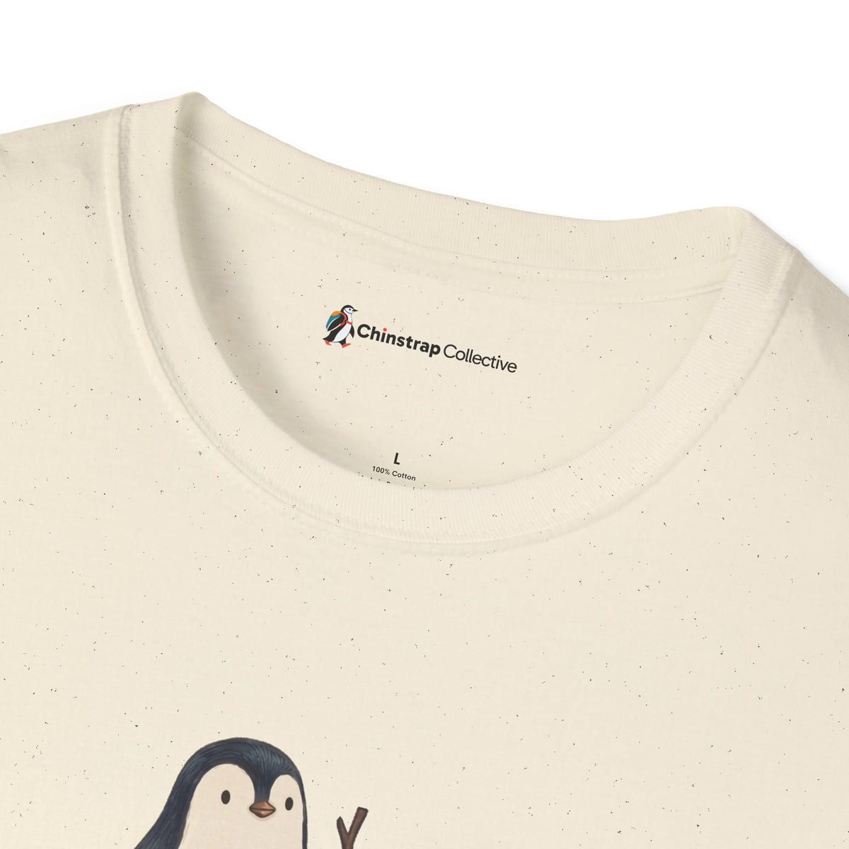 The Chinstrap Collective neck label on the Turtley Relaxed T-shirt in Natural