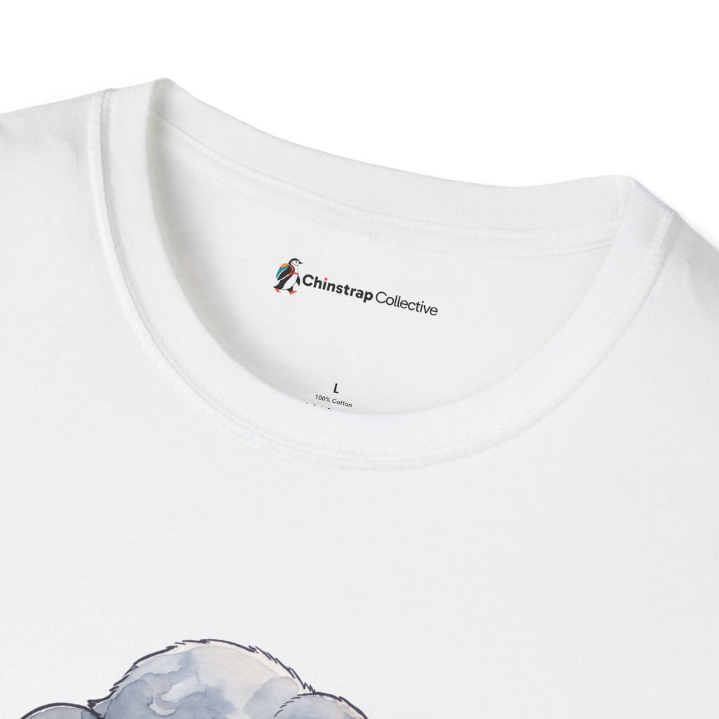 The Chinstrap Collective neck label on the Nap Squad T-shirt in White