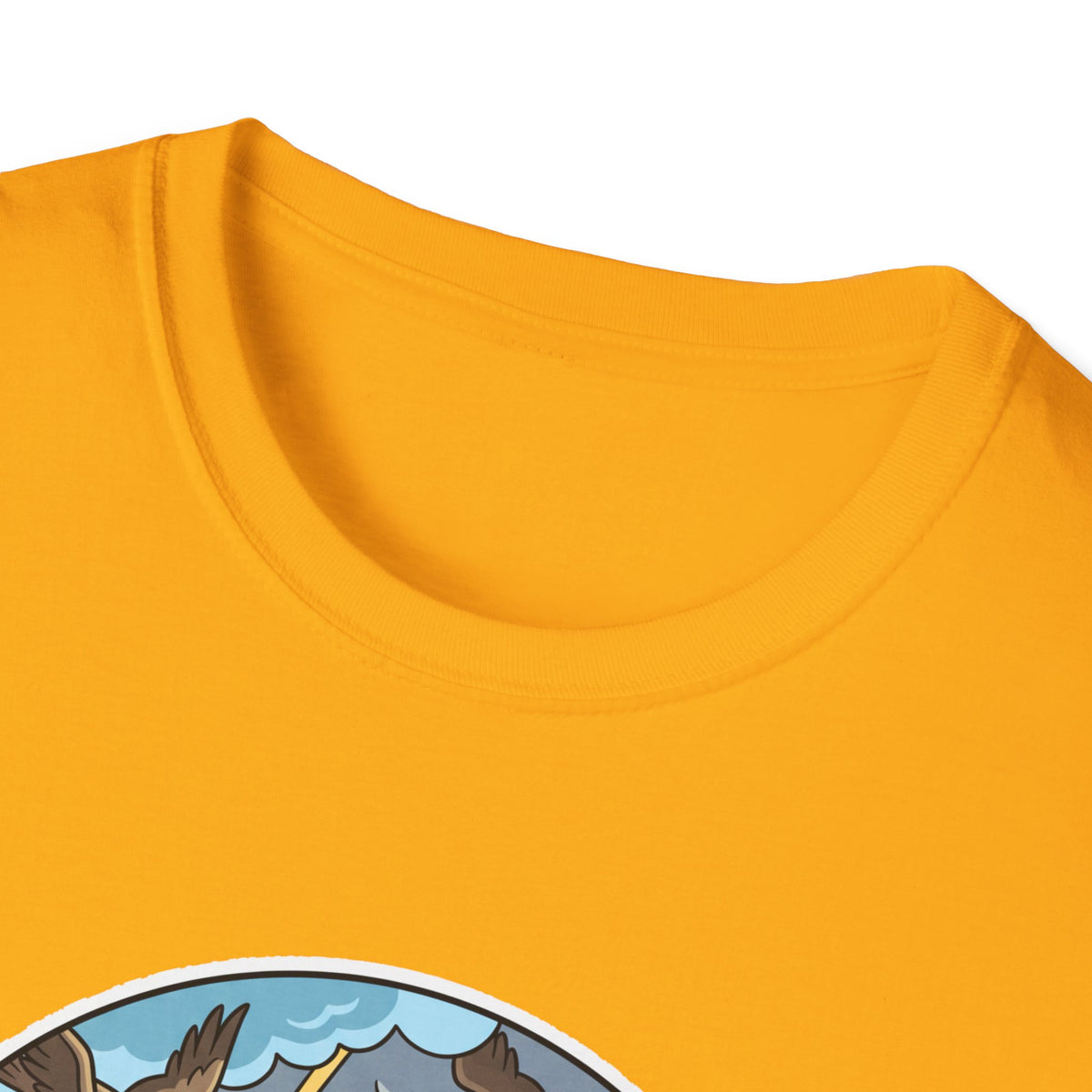 The Chinstrap Collective neck label on the Unflappable T-shirt in Gold