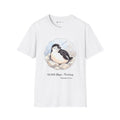 Professional Napper penguin T-shirt in White: Inside a soft cloud of pale sky, the penguin sleeps