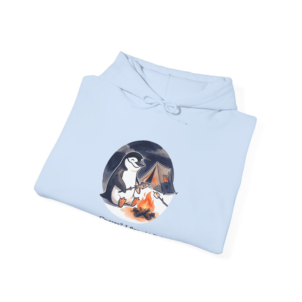 The Campfire Fish hoodie in Light Blue, folded