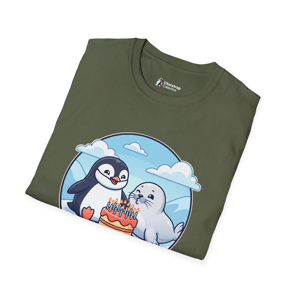 Birthday Waddle T-Shirt, Cartoon Style, Lightweight Fabric