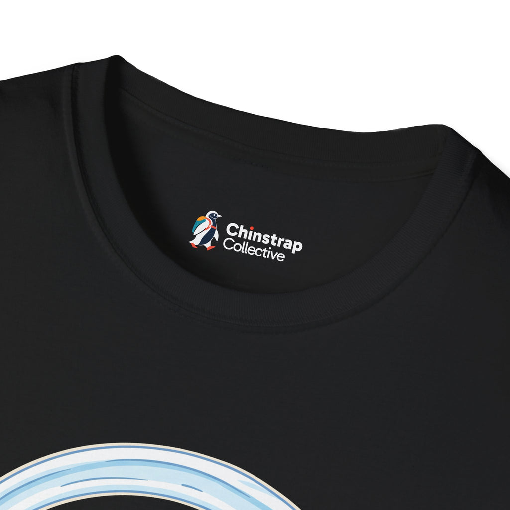 The Chinstrap Collective neck label on the Asymptotically Perfect T-shirt in Black