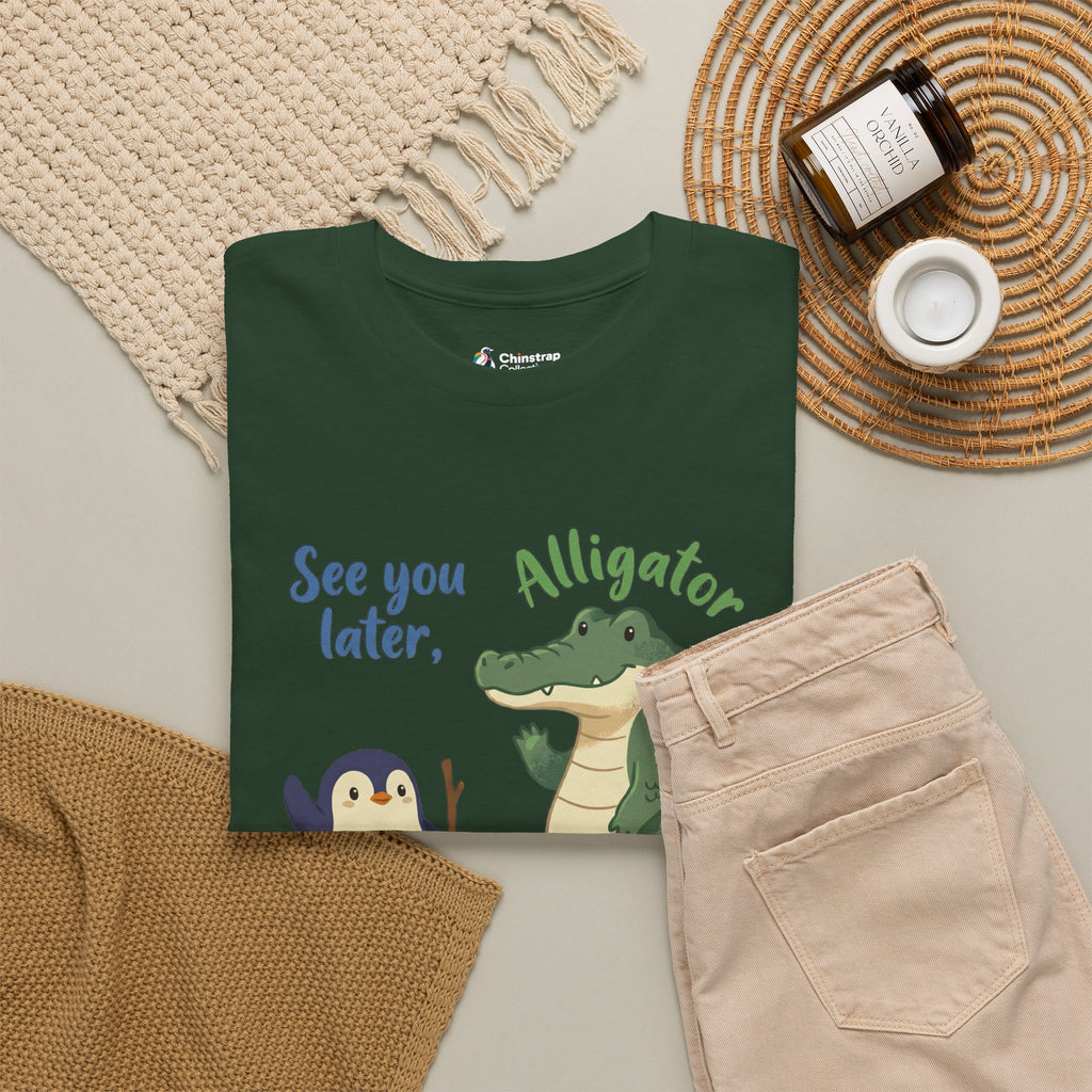 The Later, Gator T-shirt in Forest Green, folded