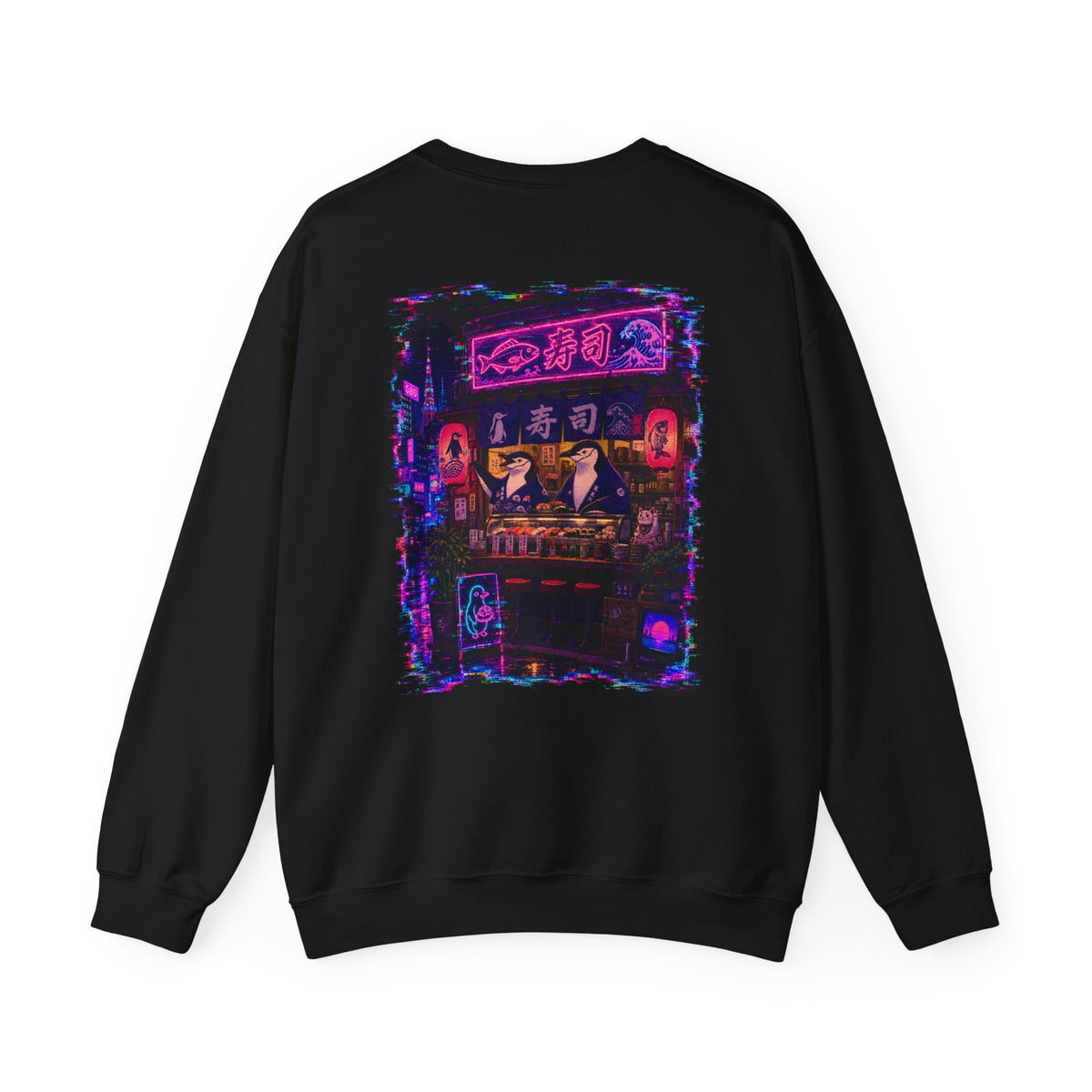 The back of the Neon Sushi Bar sweatshirt in Black