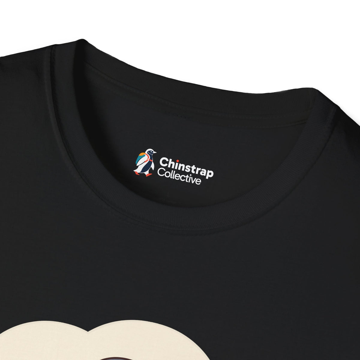 The Chinstrap Collective neck label on the Pour-Over Patience T-shirt in Black