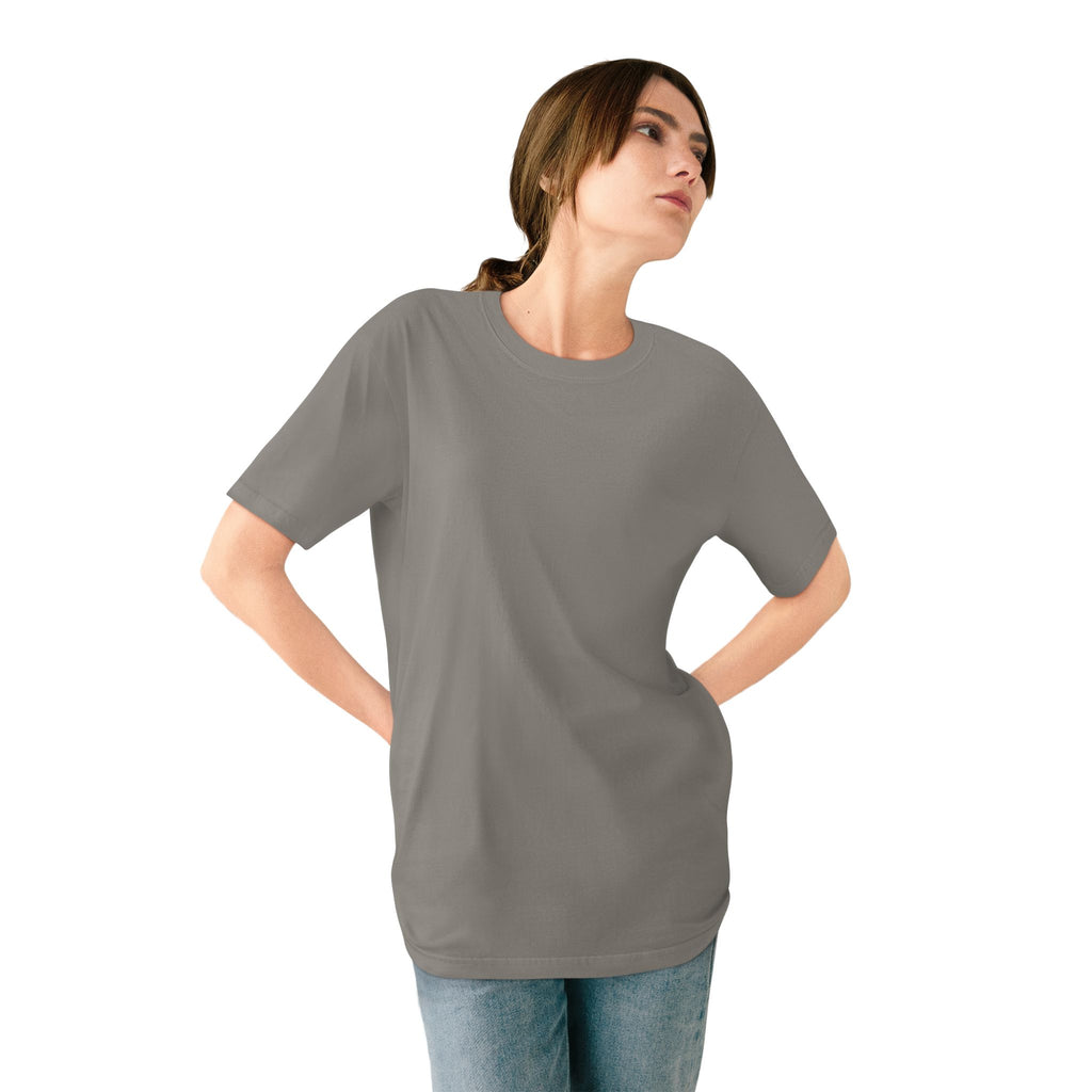 The Penguin Mountain River T-shirt in Granite, worn outdoors