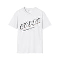 Penguin Lineup penguin T-shirt in White: The front print is an ink-and-watercolor sketch of five chinstraps in single…