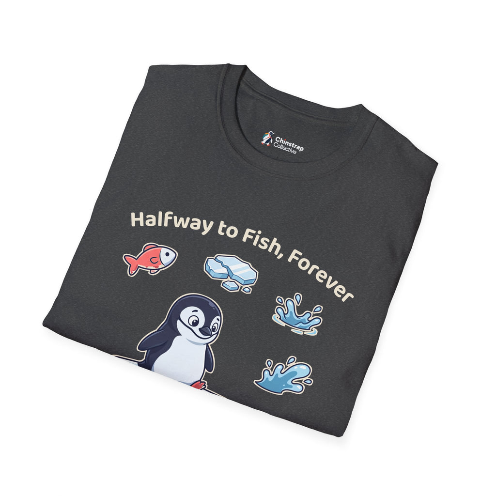The Halfway to Fish T-shirt in Dark Heather, folded