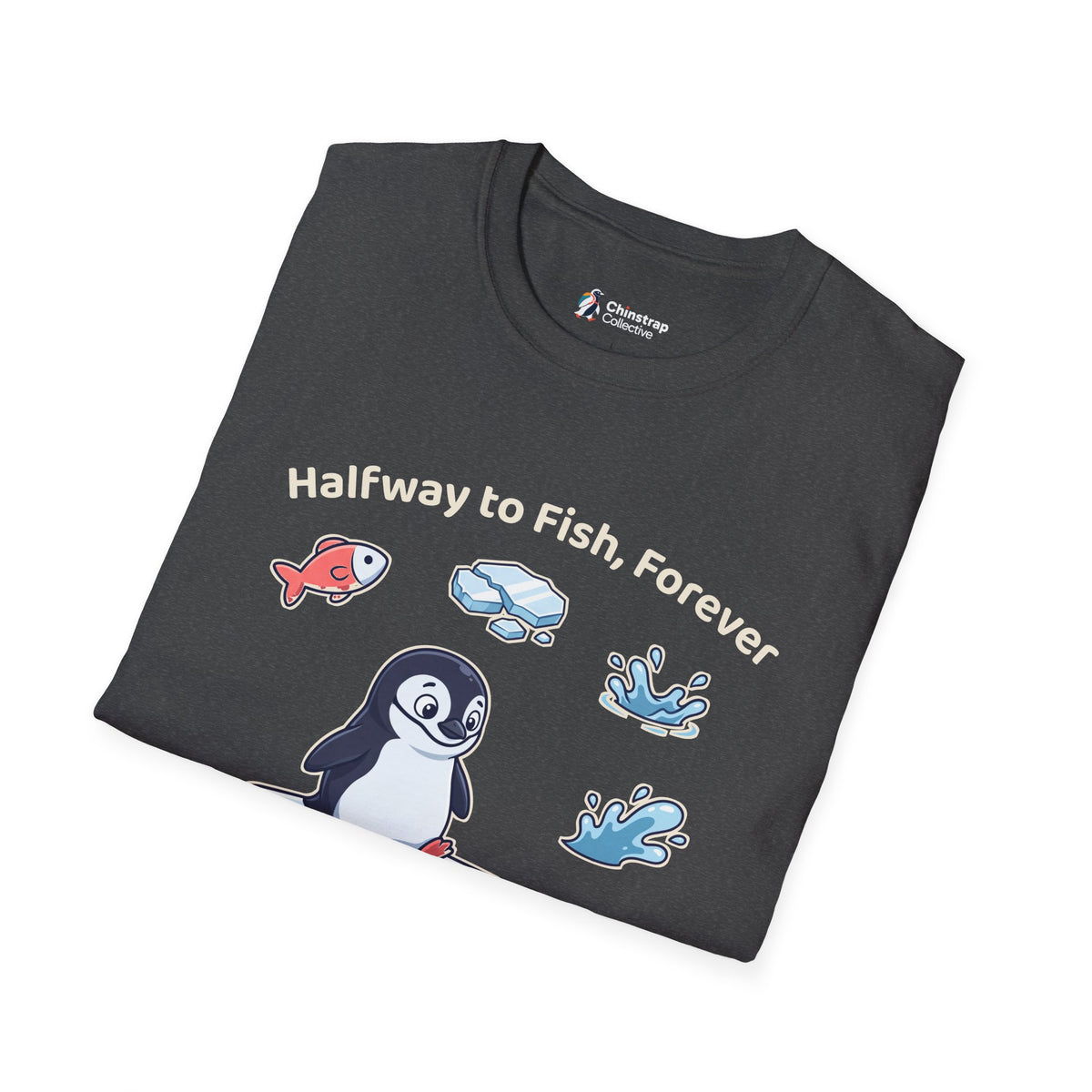 The Halfway to Fish T-shirt in Dark Heather, folded