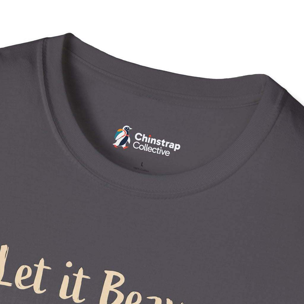 The Chinstrap Collective neck label on the Let It Beaver T-shirt in Charcoal
