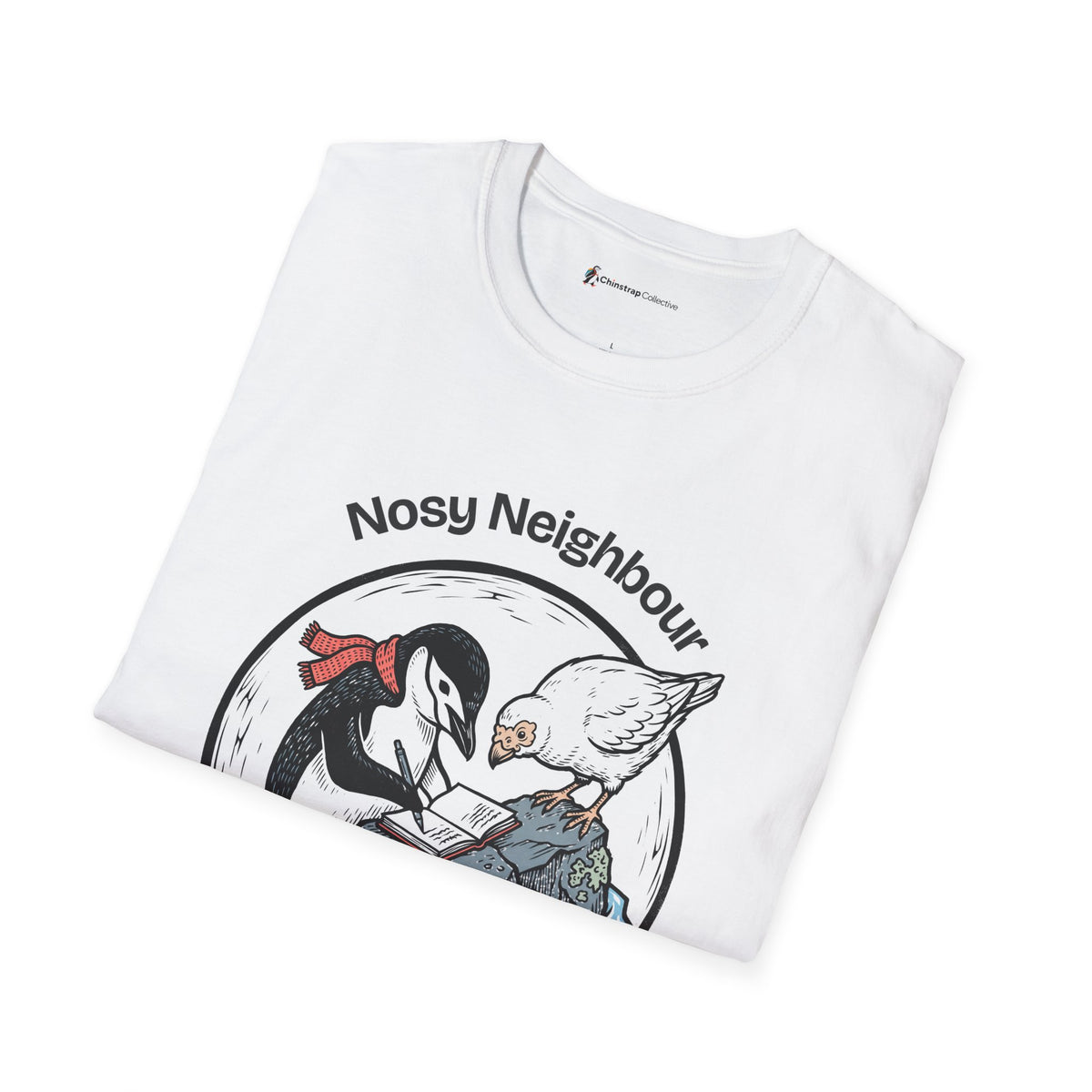 Nosy Neighbour T-Shirt, Field Linocut Style, Lightweight Fabric