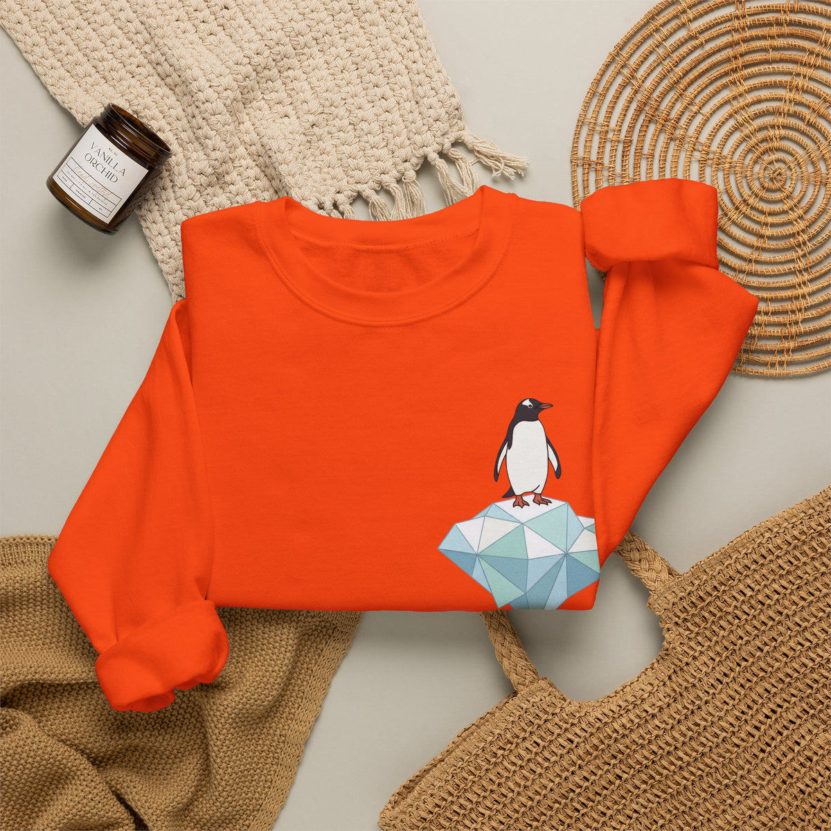 Penguin on Ice Sweatshirt, Cotton Blend